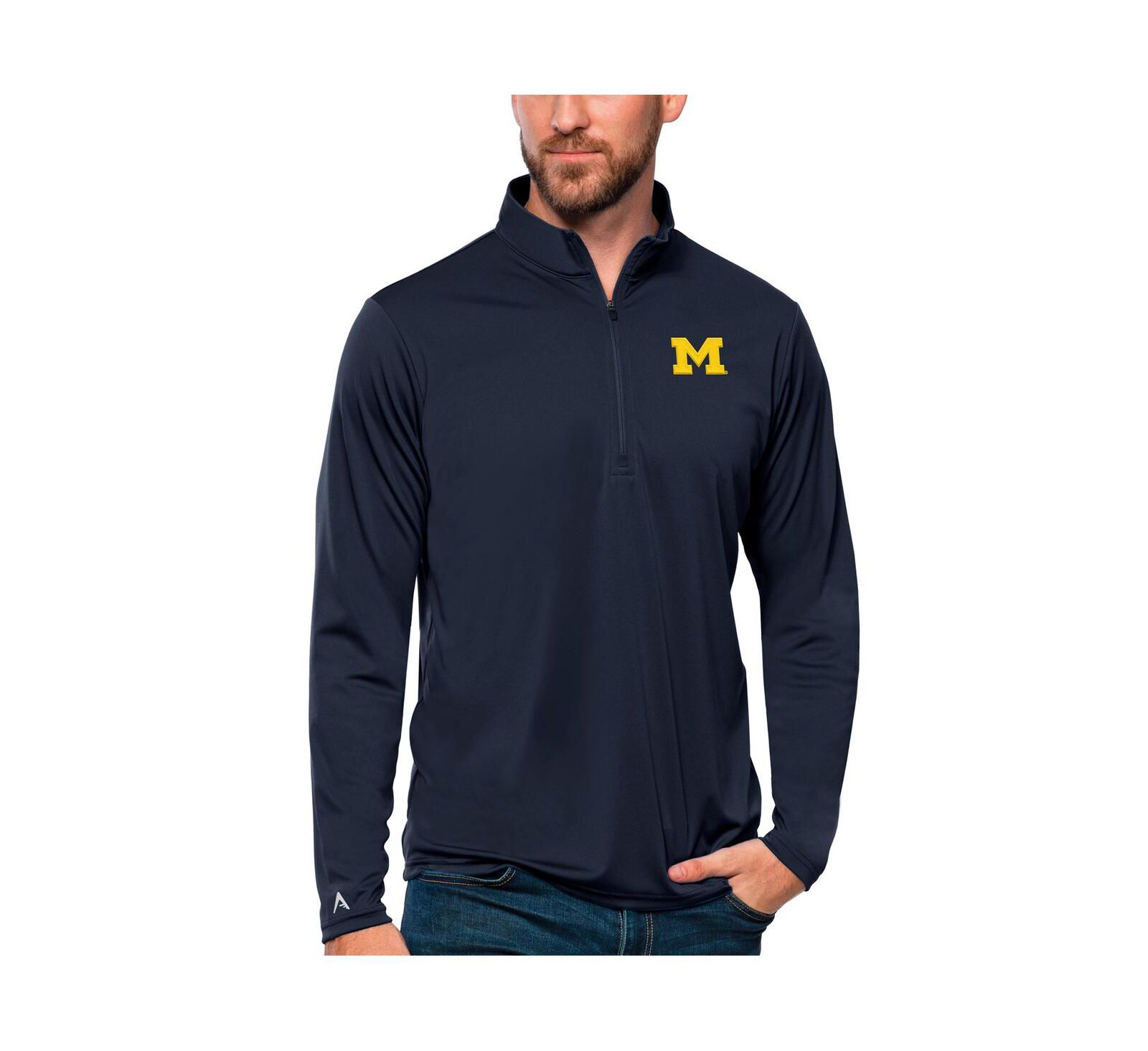 Antigua Men's Navy Michigan Wolverines Tribute Quarter-Zip Top