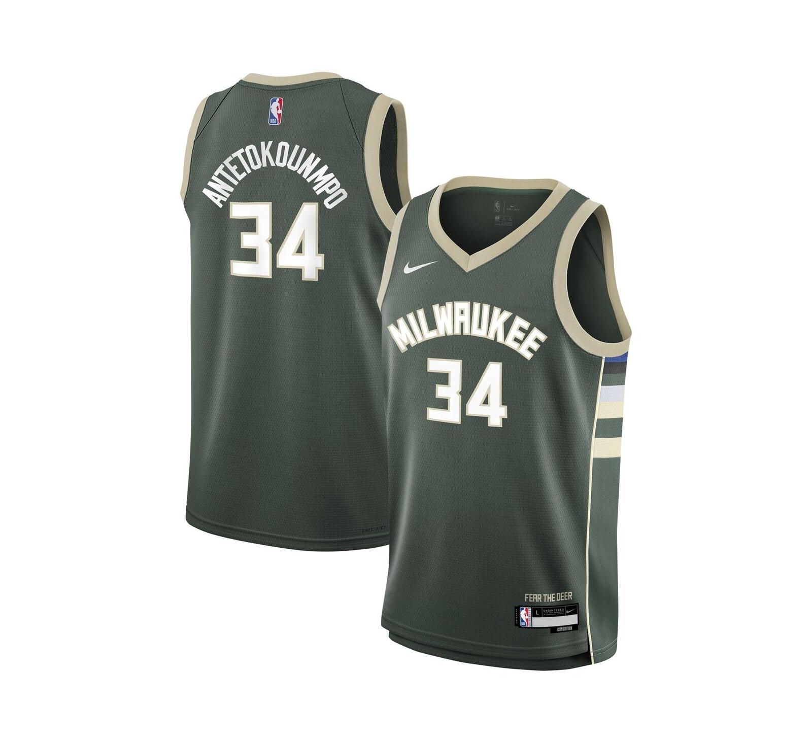 Детская джерси Nike Giannis Antetokounmpo Hunter Green Milwaukee Bucks Swingman - Icon Edition