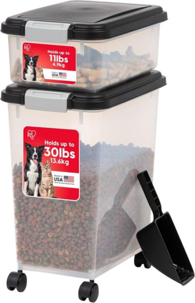 Контейнер для хранения корма для собак IRIS, 30 Lbs и 11 Lbs, 2-Cup scoop, черный