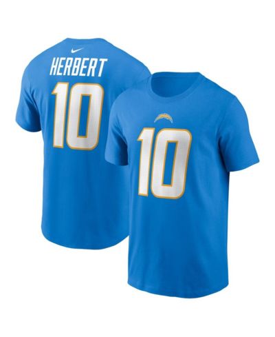 Мужская футболка Nike Justin Herbert Powder Blue Los Angeles Chargers Player Name and Number