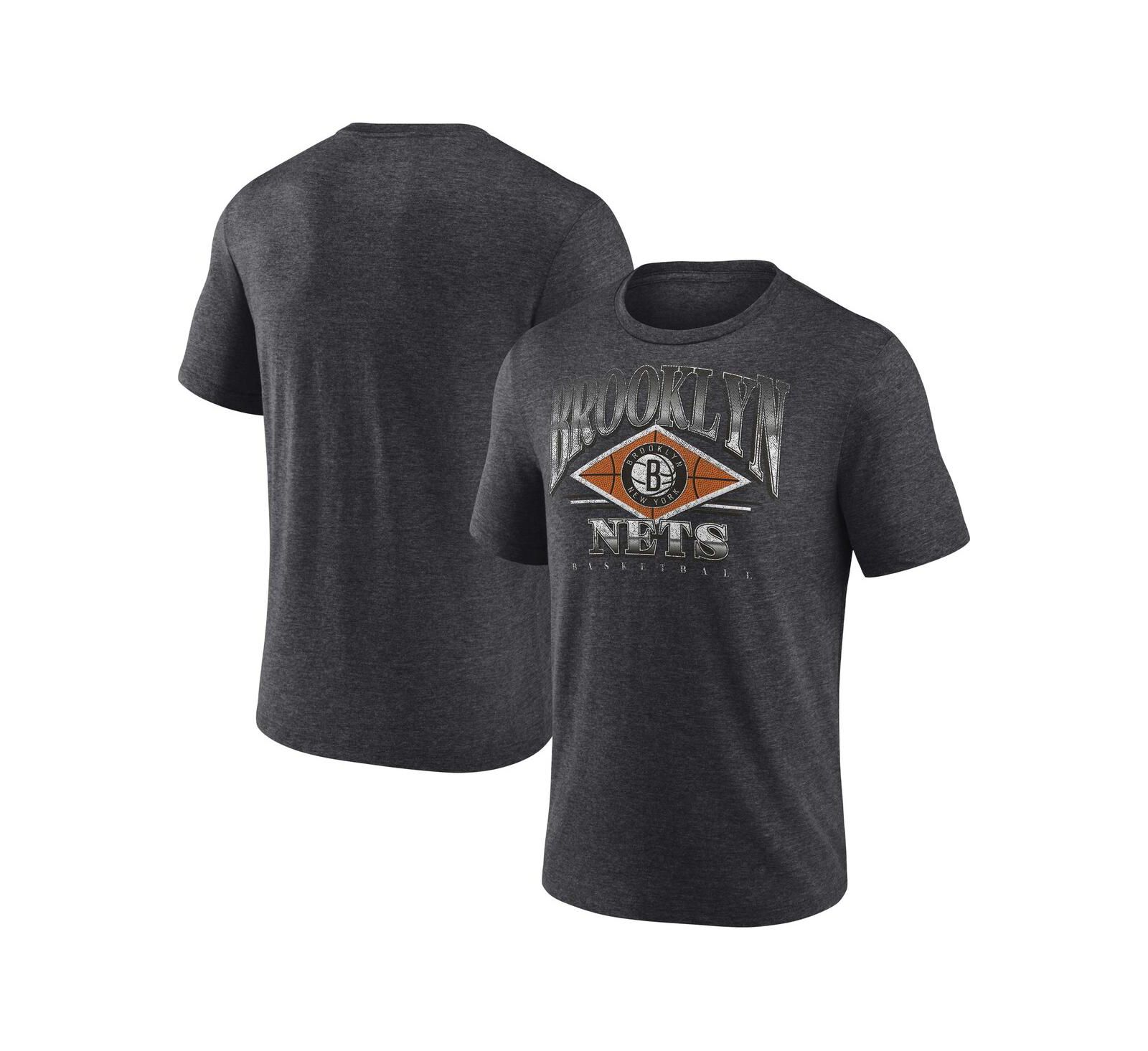 Мужская футболка Fanatics Heather Charcoal Brooklyn Nets True Classics Power Phase Tri-Blend T-shirt