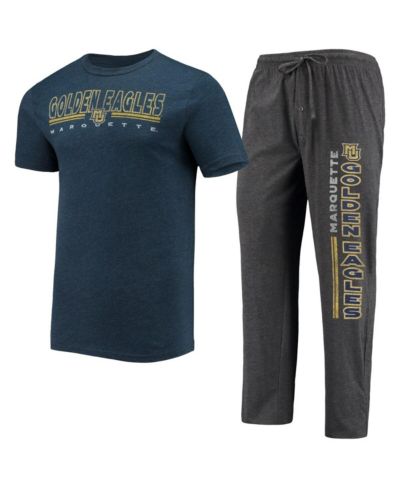 Men's Concepts Sport Heathered Charcoal, Navy Marquette Golden Eagles Meter T-shirt and Pants Sleep Set