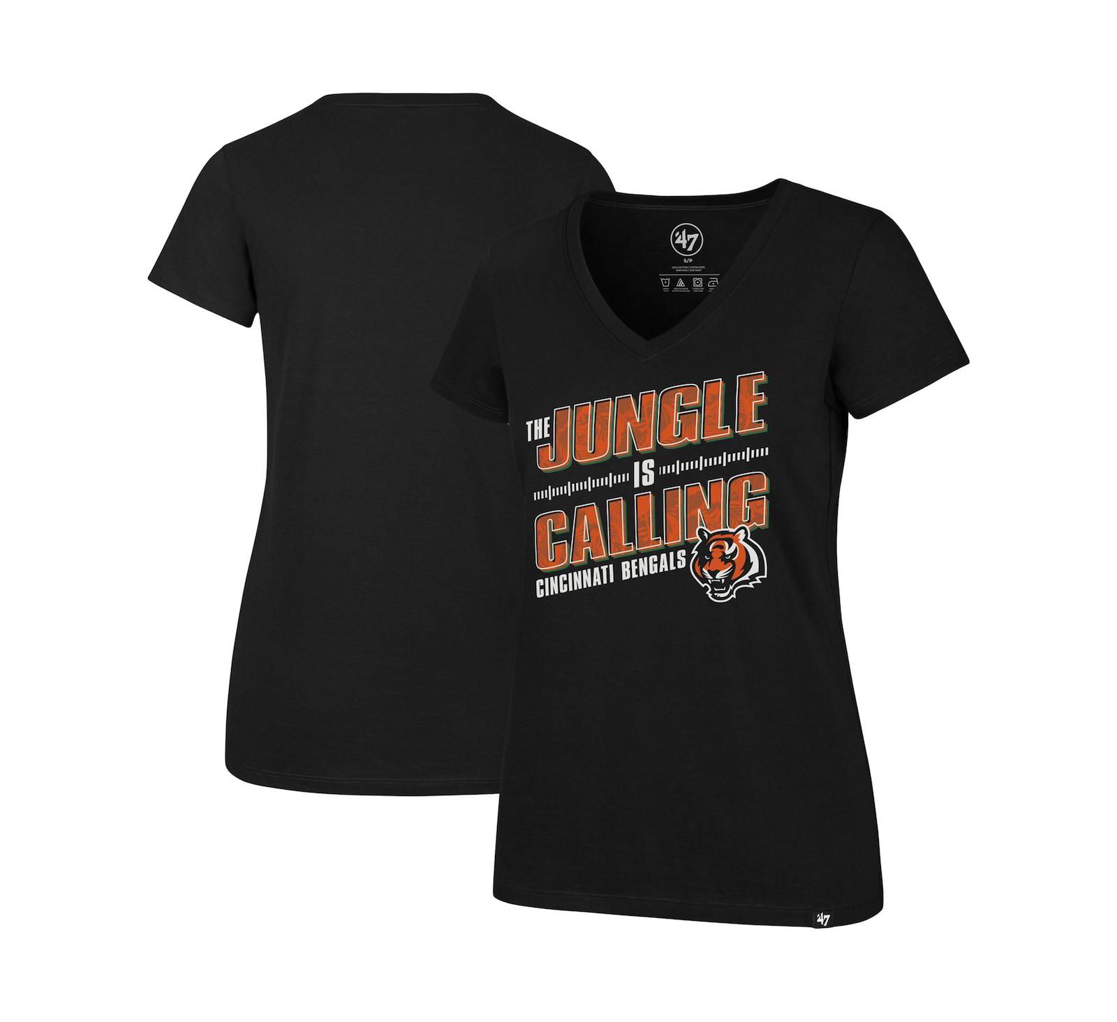 Женская футболка '47 Brand Cincinnati Bengals Ultra Rival V-Neck, черная
