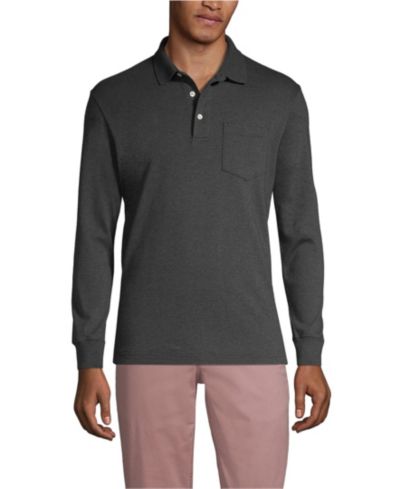 Мужская рубашка поло Lands' End Long Sleeve Cotton Supima с карманом