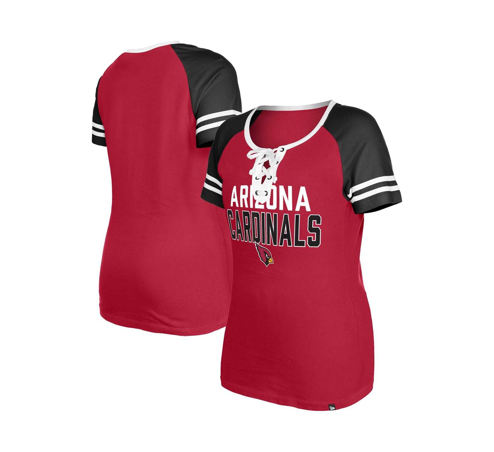 Женская футболка New Era Arizona Cardinals, раглан с шнуровкой