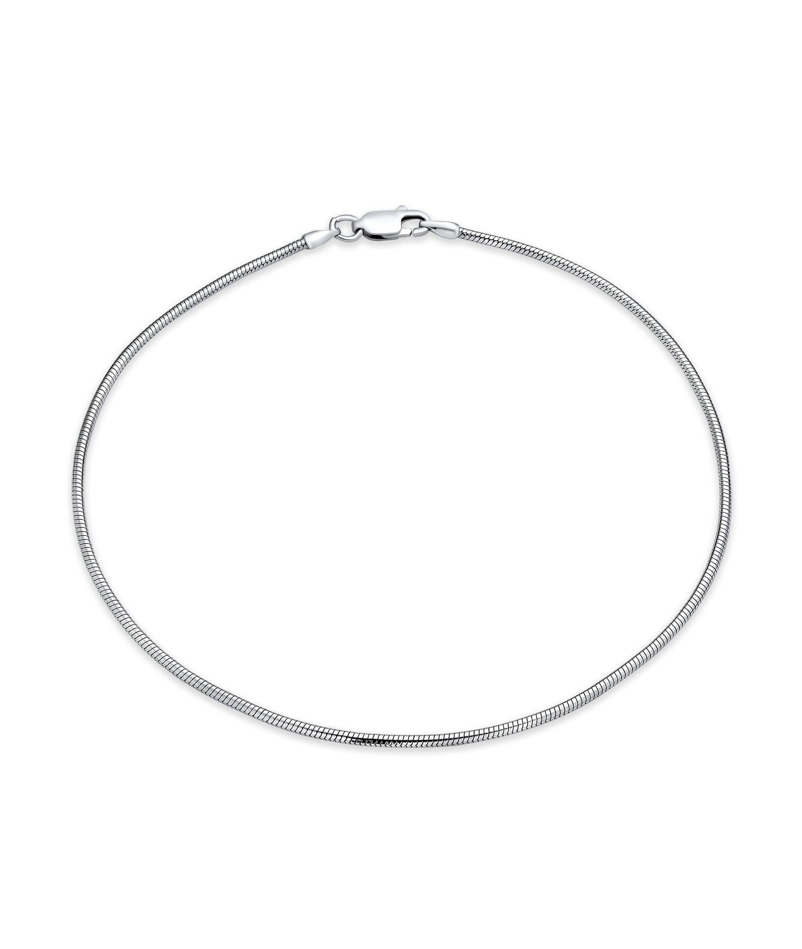 Браслет на ногу Bling Jewelry Simple Strong Snake Chain.925 Sterling Silver 10"