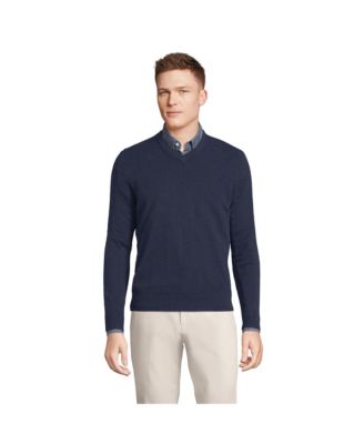 Lands' End Men's Fine Gauge Cashmere V-neck Sweater