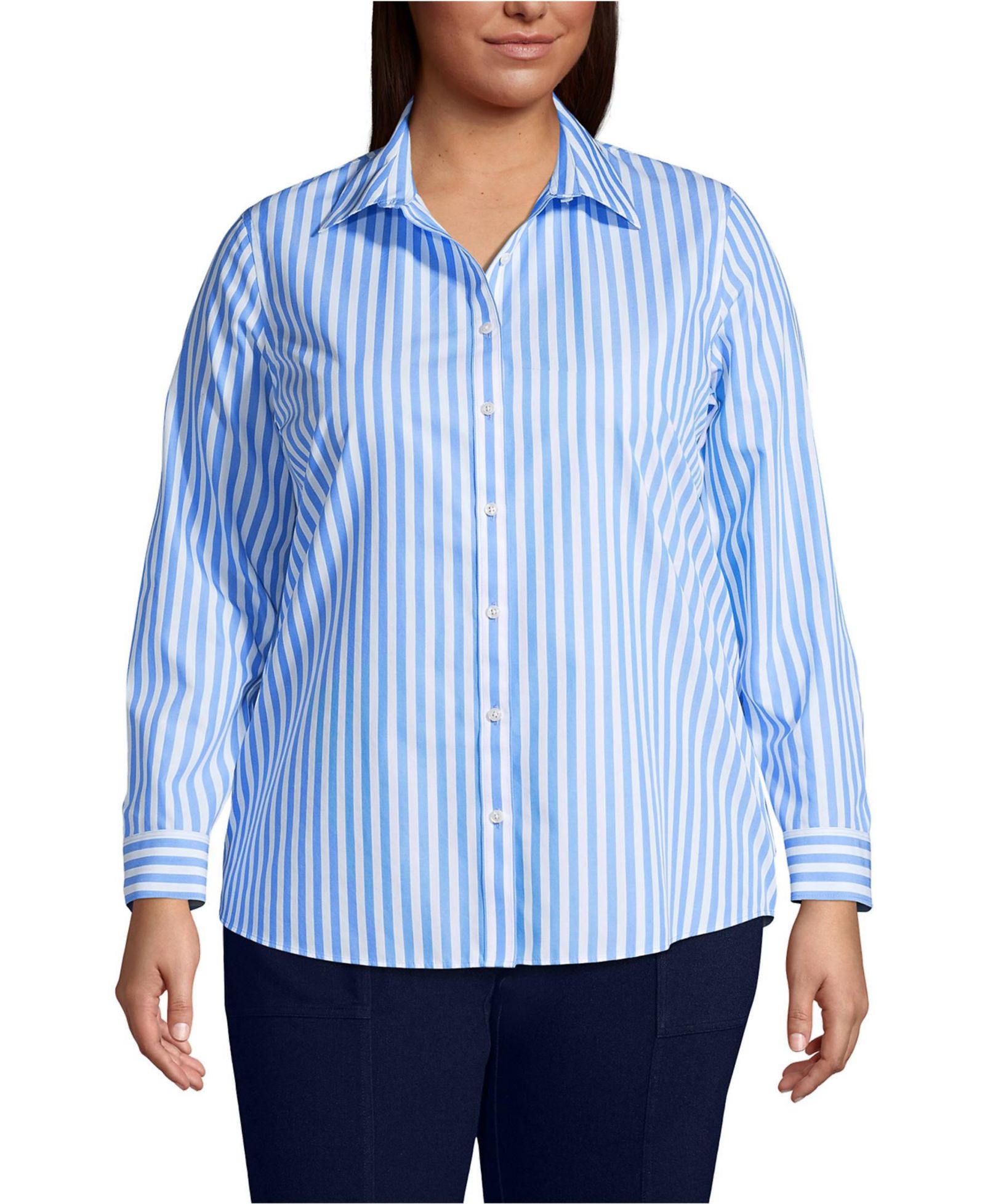 Рубашка Lands' End Plus Size No Iron Button Front