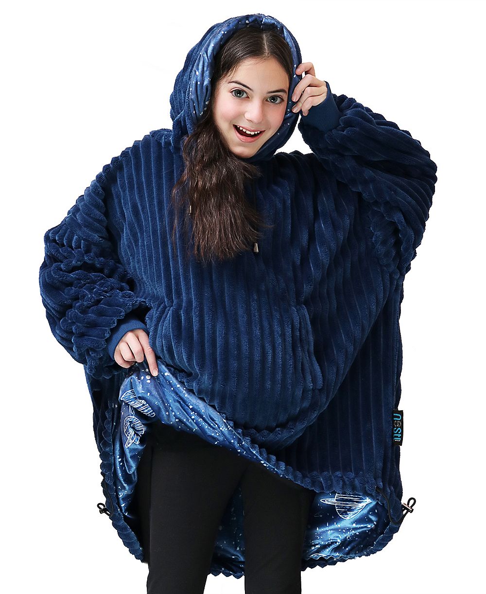 Nestl Oversized Wearable Reversible Color Kids Blanket, 31.5" x 42.8"