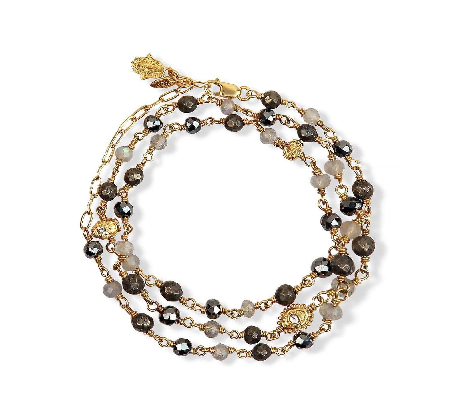 Energetic Spirit - Hematite Pyrite Labradorite Triple Protection Wrap Bracelet