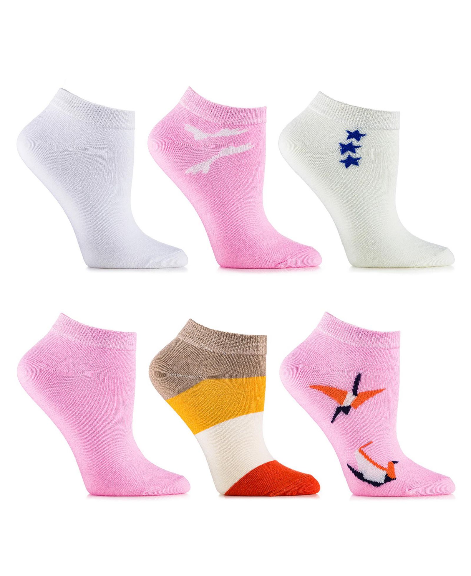 Gallery Seven Women's Flamingo Ankle Socks 6 Pack