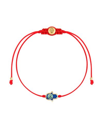 Ultimate Shield - Navy Enamel Hamsa Red String Bracelet