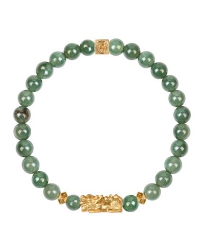 Karma and Luck Jade Gold Dragon Charm Feng Shui Bracelet