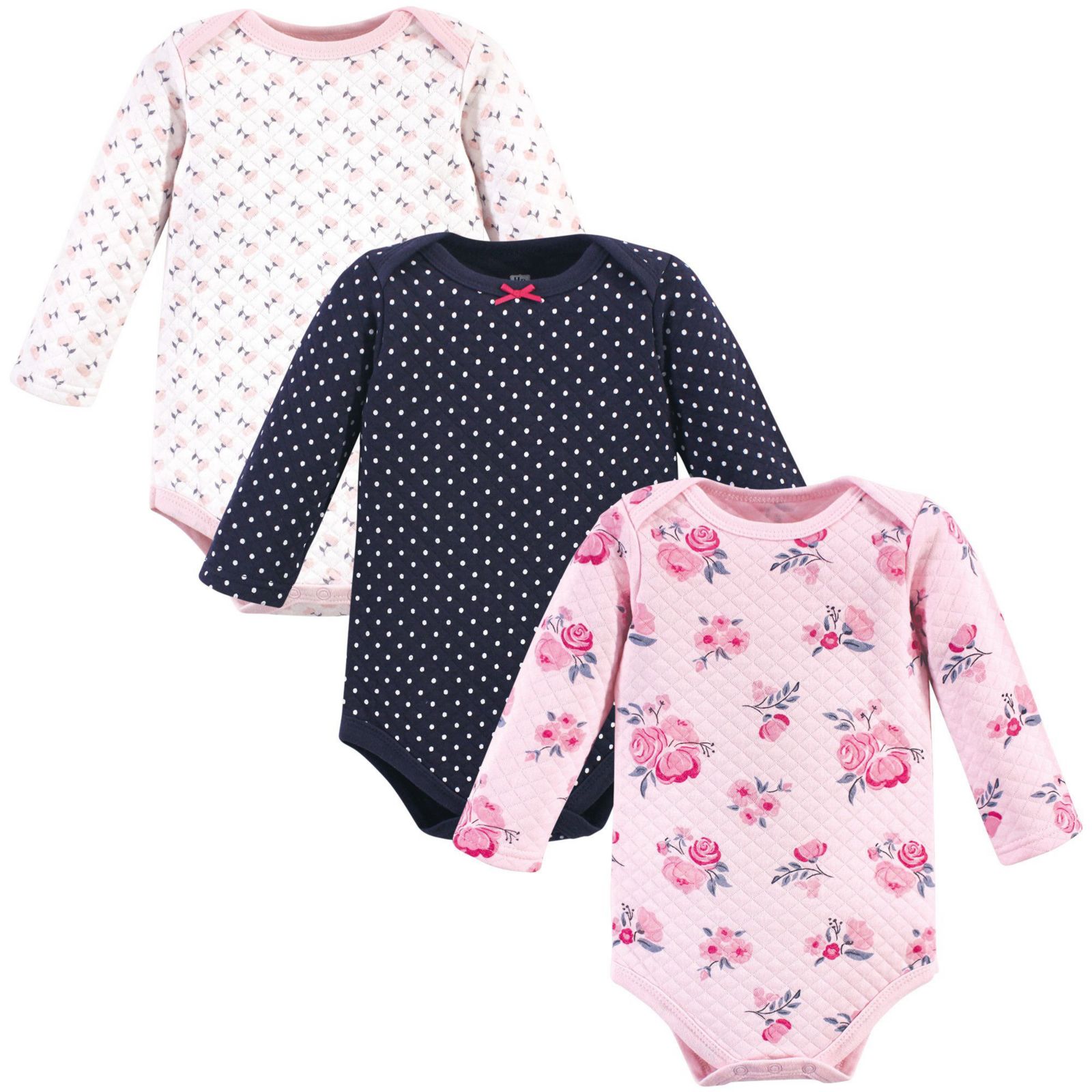 Hudson Baby Quilted Long Sleeve Cotton Bodysuits