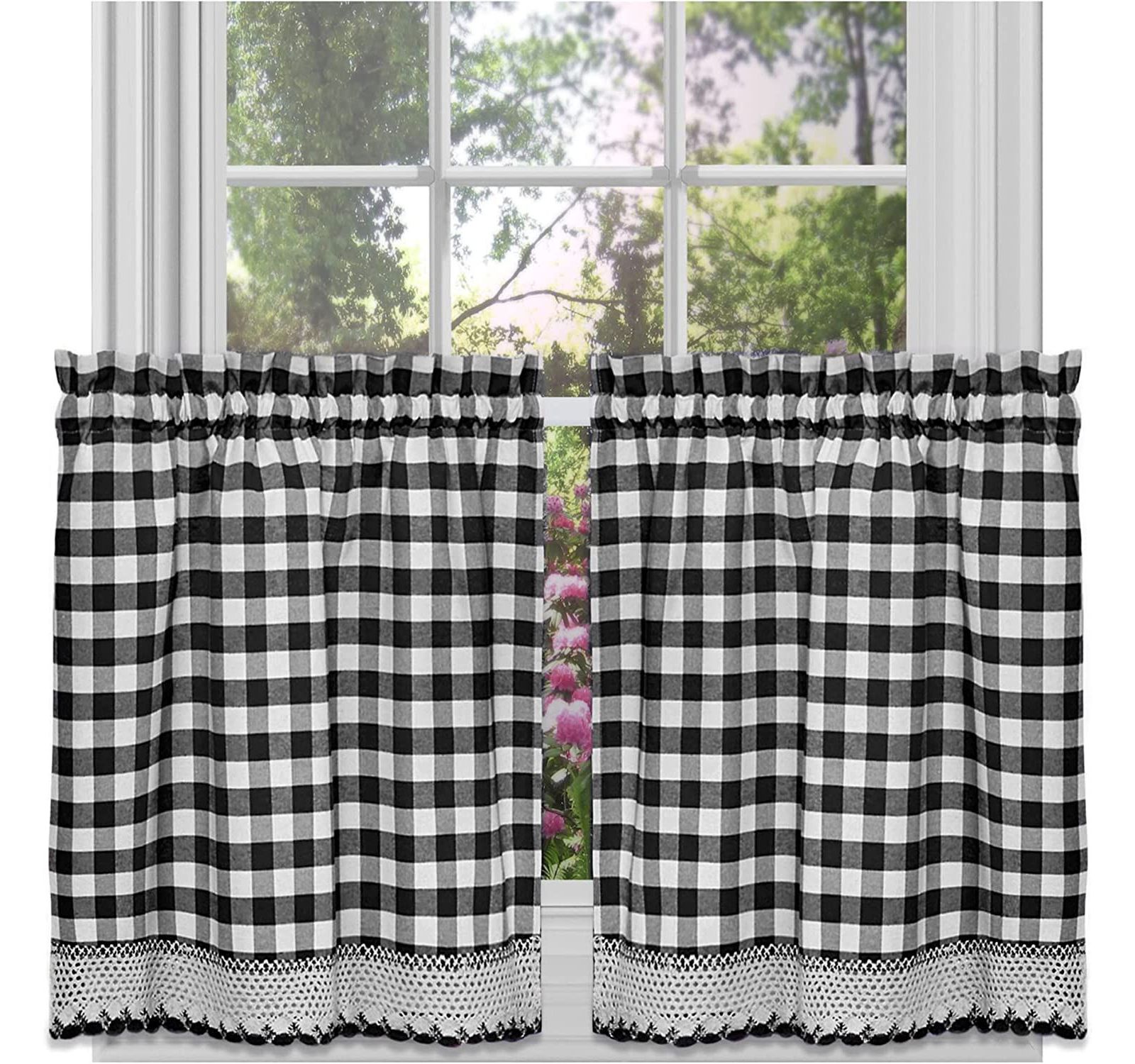 Kate Aurora Комплект из 2 штор Buffalo Plaid с макраме-бордюром