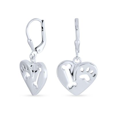 Bling Jewelry серьги-подвески с силуэтом собаки и лапкой из Sterling Silver для Women
