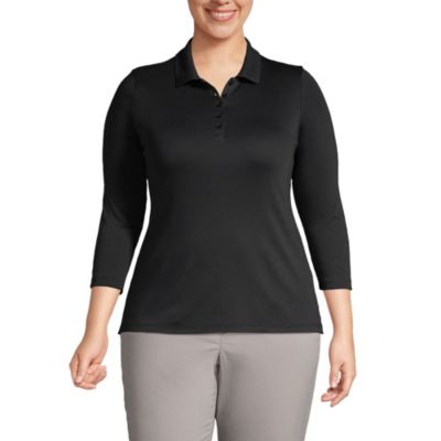 Lands' End рубашка поло из хлопка Supima с рукавом 3/4, Plus Size
