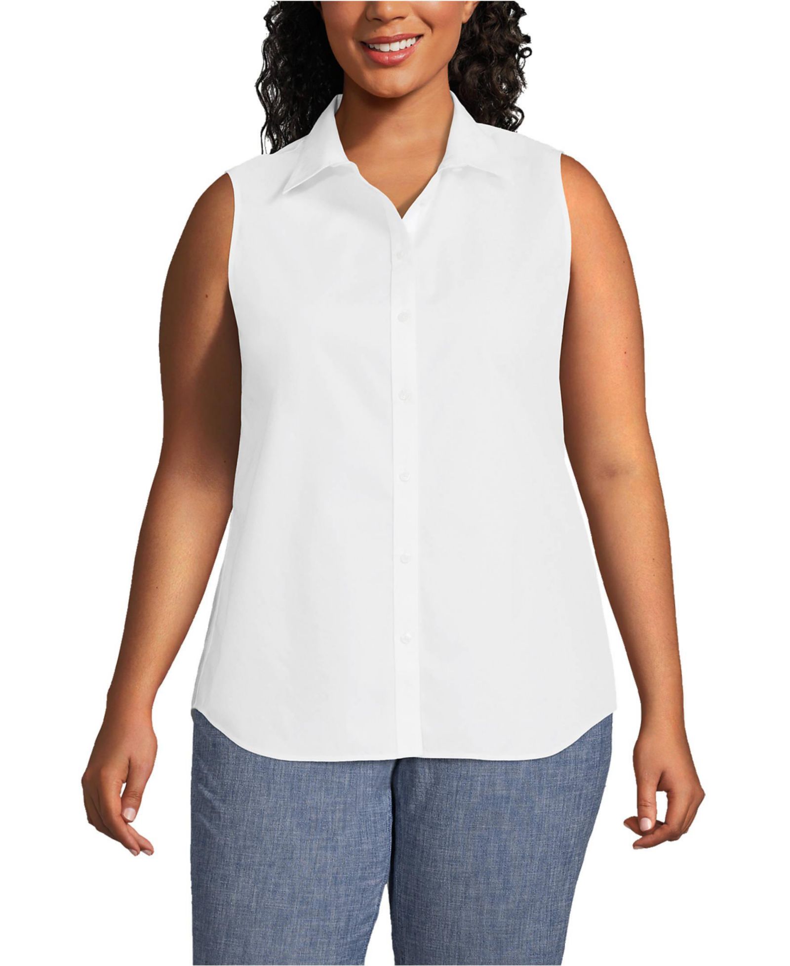 Lands' End Plus Size No Iron Sleeveless Shirt