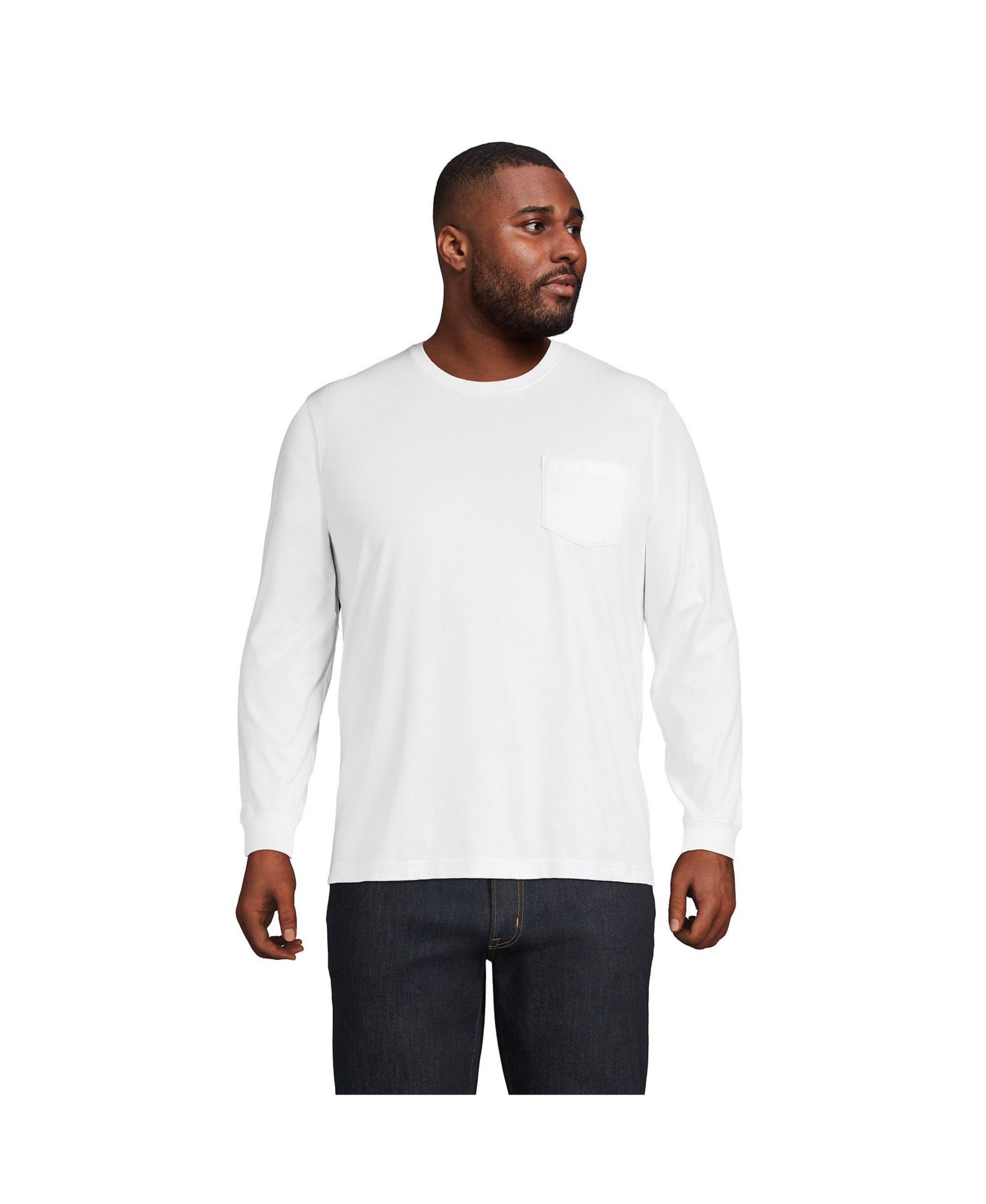 Lands' End Big & Tall Super-T Long Sleeve T-Shirt with Pocket