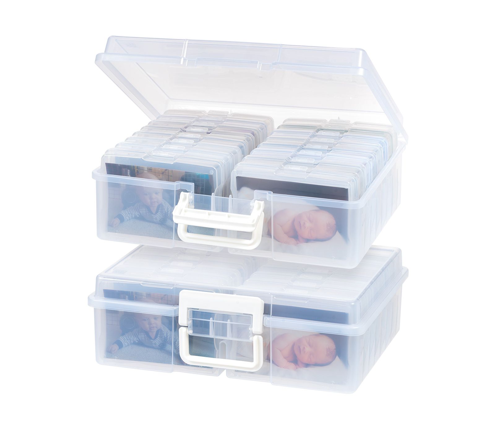 IRIS 2 Pack Extra Large 4" x 6" Photo and Embellishment Craft Keeper with 16 cases, Clear