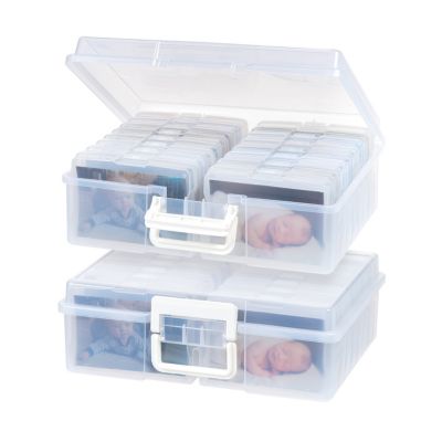 IRIS 2 Pack Extra Large 4" x 6" Photo and Embellishment Craft Keeper with 16 cases, Clear