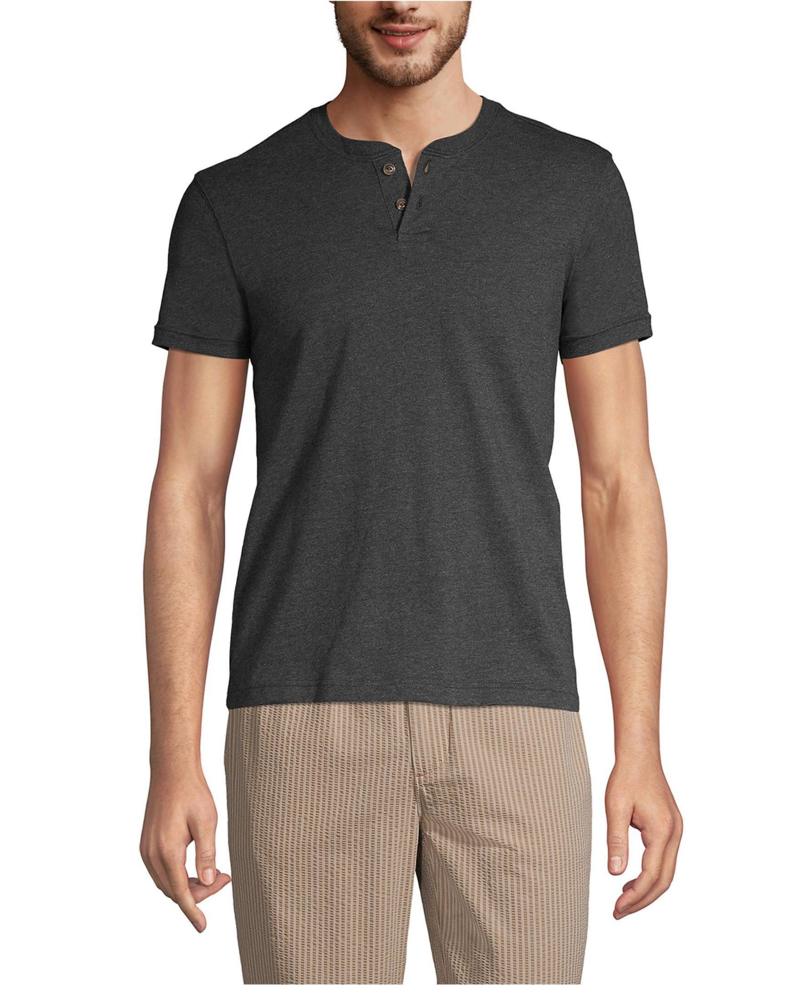 Lands' End Big & Tall Short Sleeve Super-T Henley