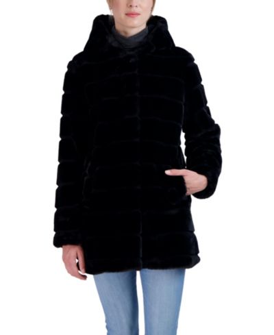 Sebby Collection Женское пальто с капюшоном из искусственного меха с рельефной текстурой