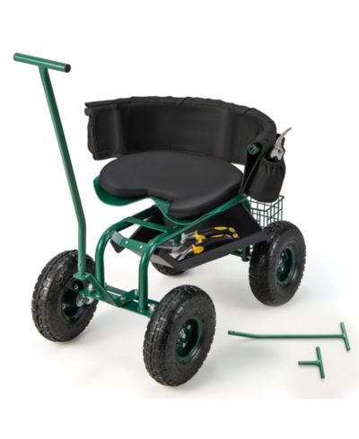 Costway Rolling Garden Cart с регулируемой высотой сиденья и хранением инструментов