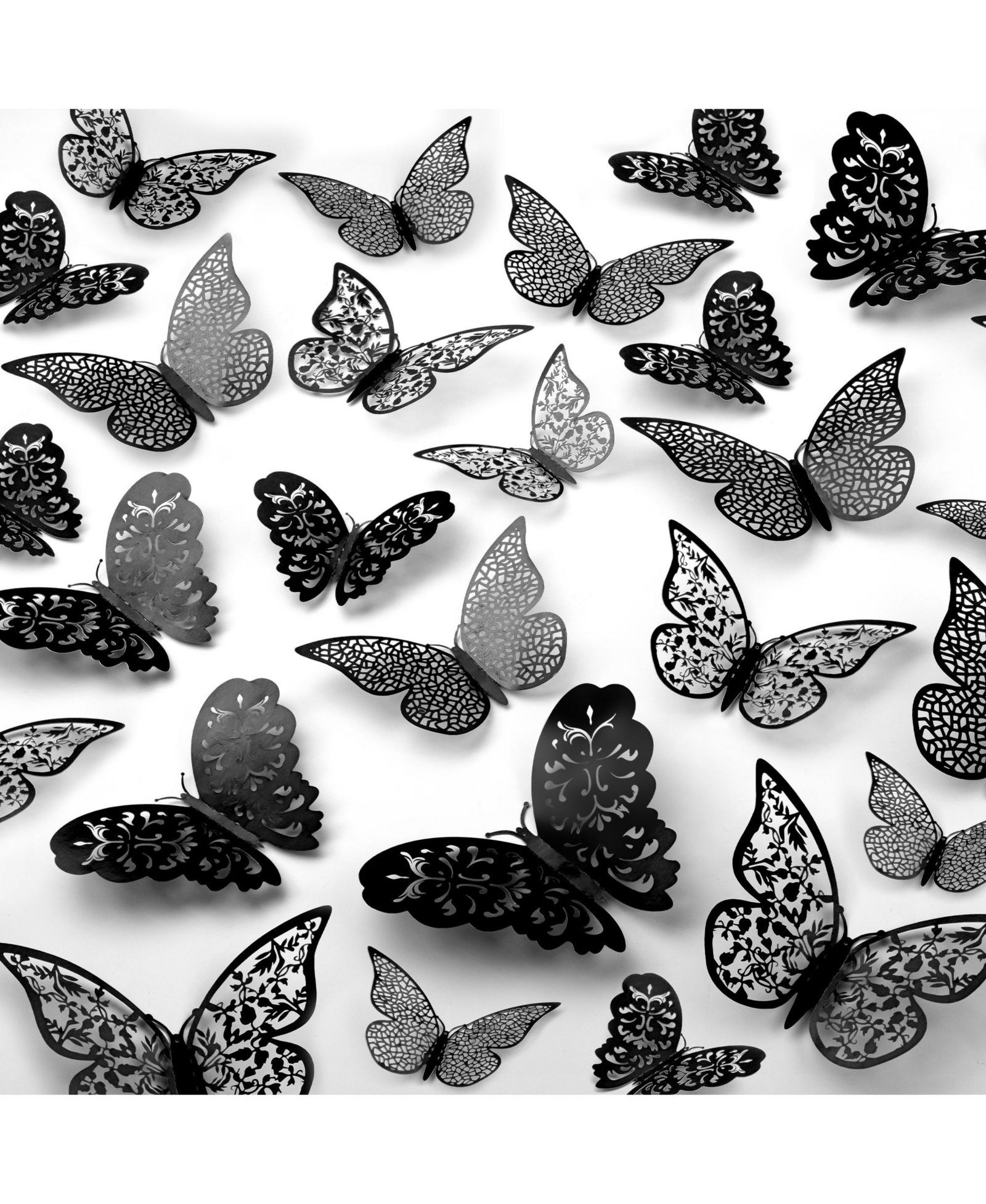 Zulay Kitchen 3D Removable DIY Butterfly Wall Decor with 3 Wing Designs (48pcs)