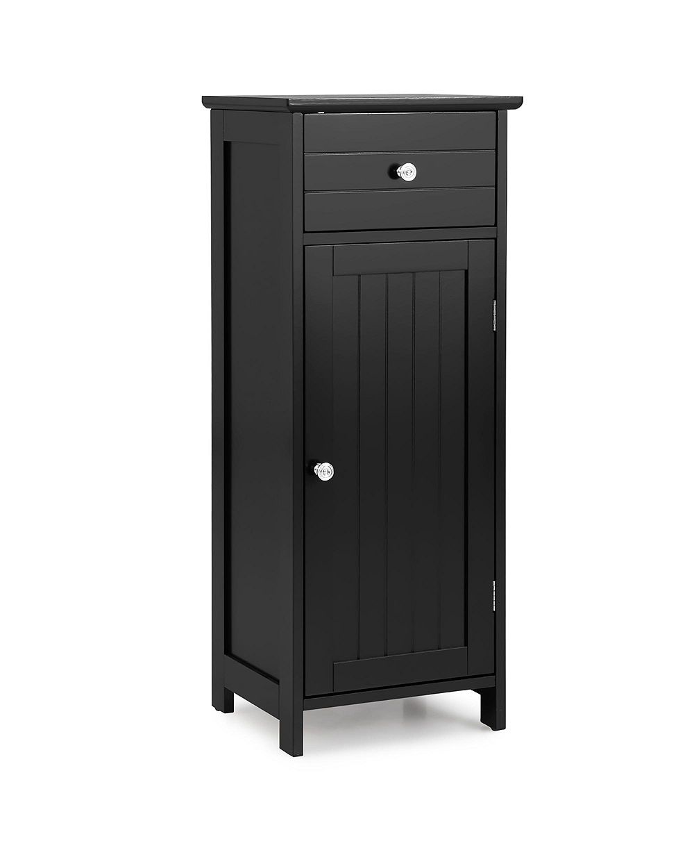 Wooden Bathroom Floor Storage Cabinet Organizer w/ Drawer Adjustable
