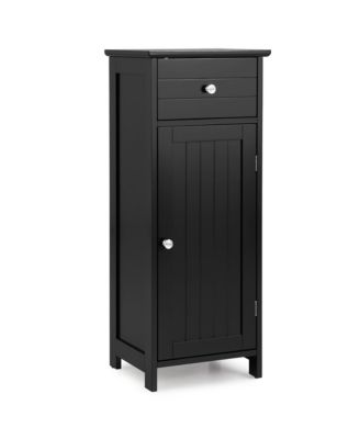 Wooden Bathroom Floor Storage Cabinet Organizer w/ Drawer Adjustable
