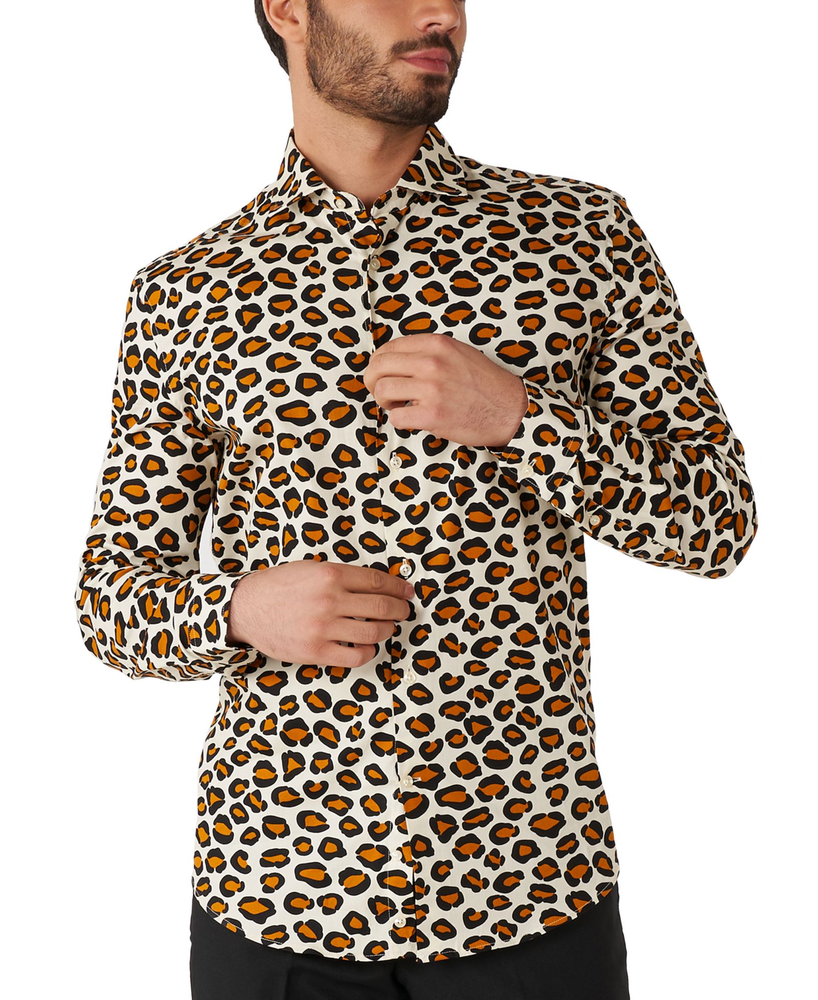 OppoSuits Men's Crazy Party Shirt - Long Sleeve Button Down Shirt for Men - The Jag - Slim Fit - Long sleeve