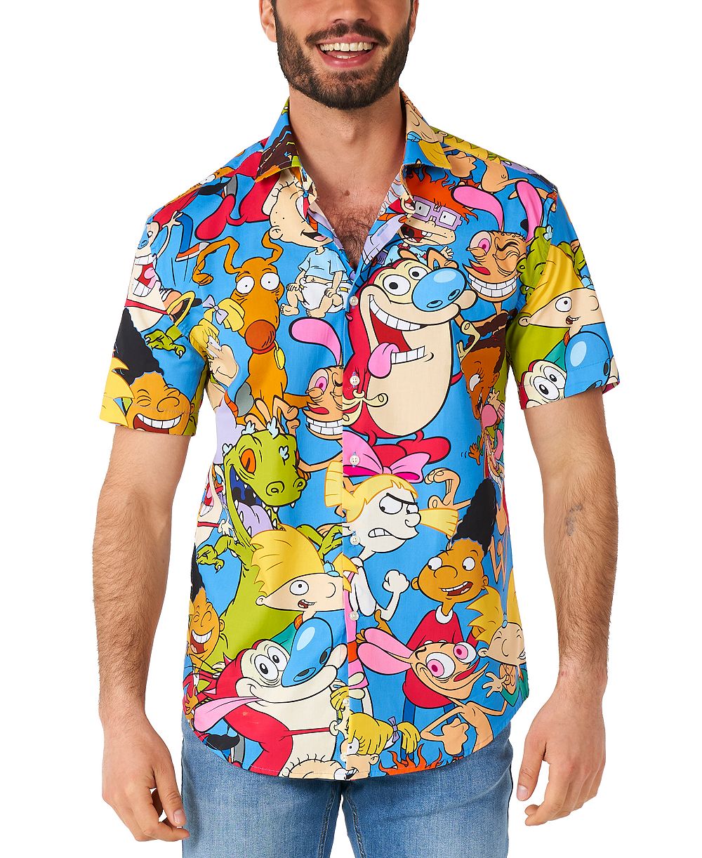 OppoSuits Men's SHIRT Short Sleeve Nickelodeon Cartoons
