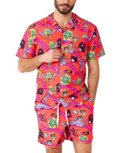 Комплект из 2-х элементов OppoSuits Men's Hawaiian: рубашка с коротким рукавом и шорты Rick & Morty