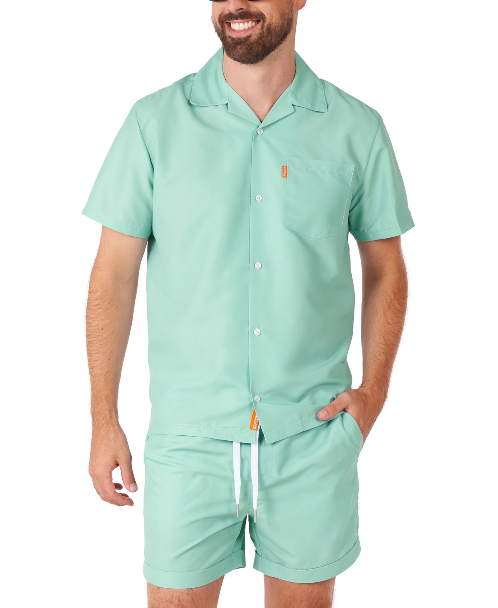 OppoSuits Мужской летний комплект: рубашка и шорты, Mint Green Blue