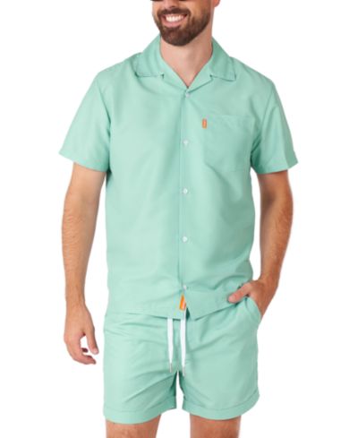 OppoSuits Мужской летний комплект: рубашка и шорты, Mint Green Blue