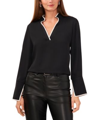 Vince Camuto Women's Split-Neck Contrast-Trim Tunic Top
