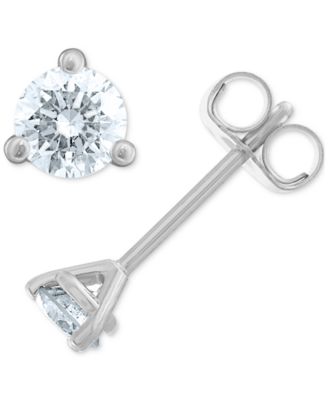 Серьги-гвоздики с почти бесцветными бриллиантами (1/3 ct. t.w.) в белом или желтом золоте 18k