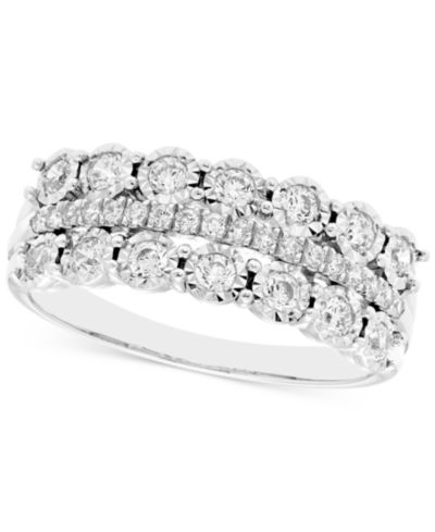 Обручальное кольцо Diamond Three Row Anniversary Band, 14k White Gold или 14k Gold