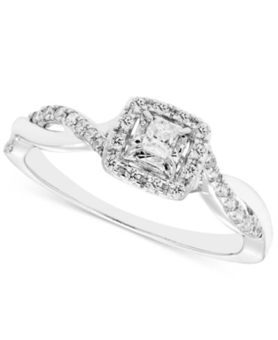 Diamond Princess помолвочное кольцо Twist-Shank 1/4 ct. t.w. в белом золоте 14k