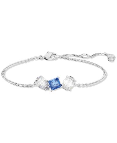 Браслет Swarovski, с миксом кристаллов, родированное покрытие