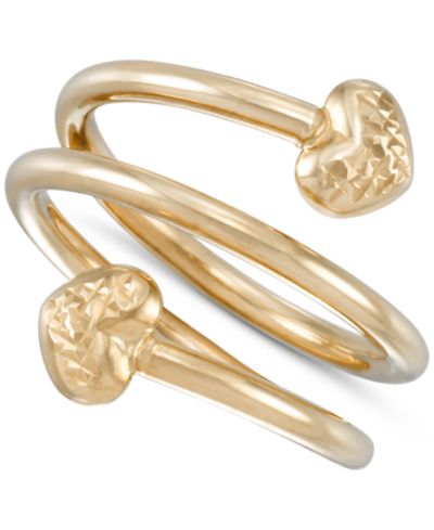 Кольцо Textured Heart Polished Spiral Bypass 10k Gold