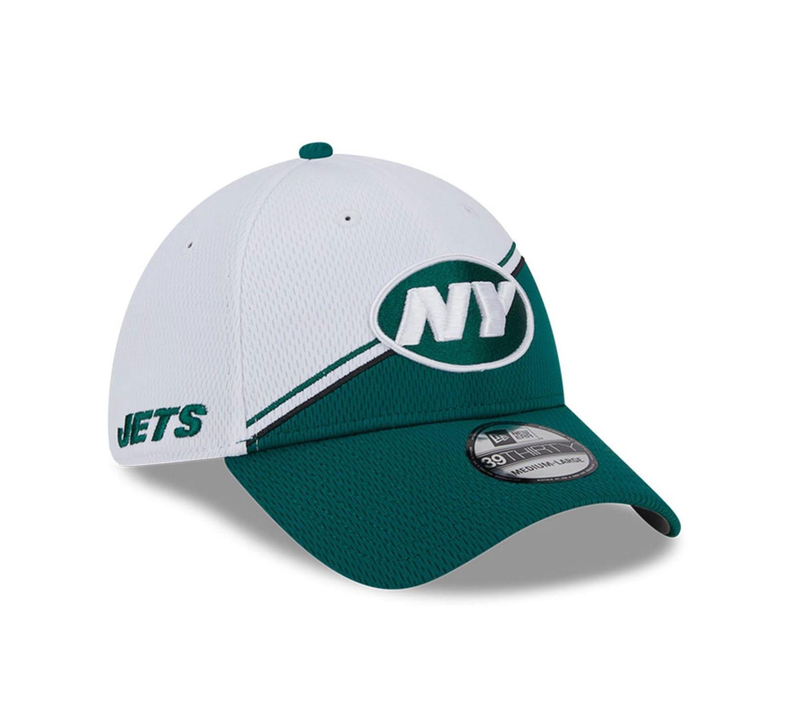 Мужская кепка New Era белая/зеленая New York Jets 2023 NFL Sideline 39THIRTY Flex