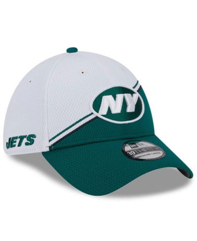 Мужская кепка New Era белая/зеленая New York Jets 2023 NFL Sideline 39THIRTY Flex