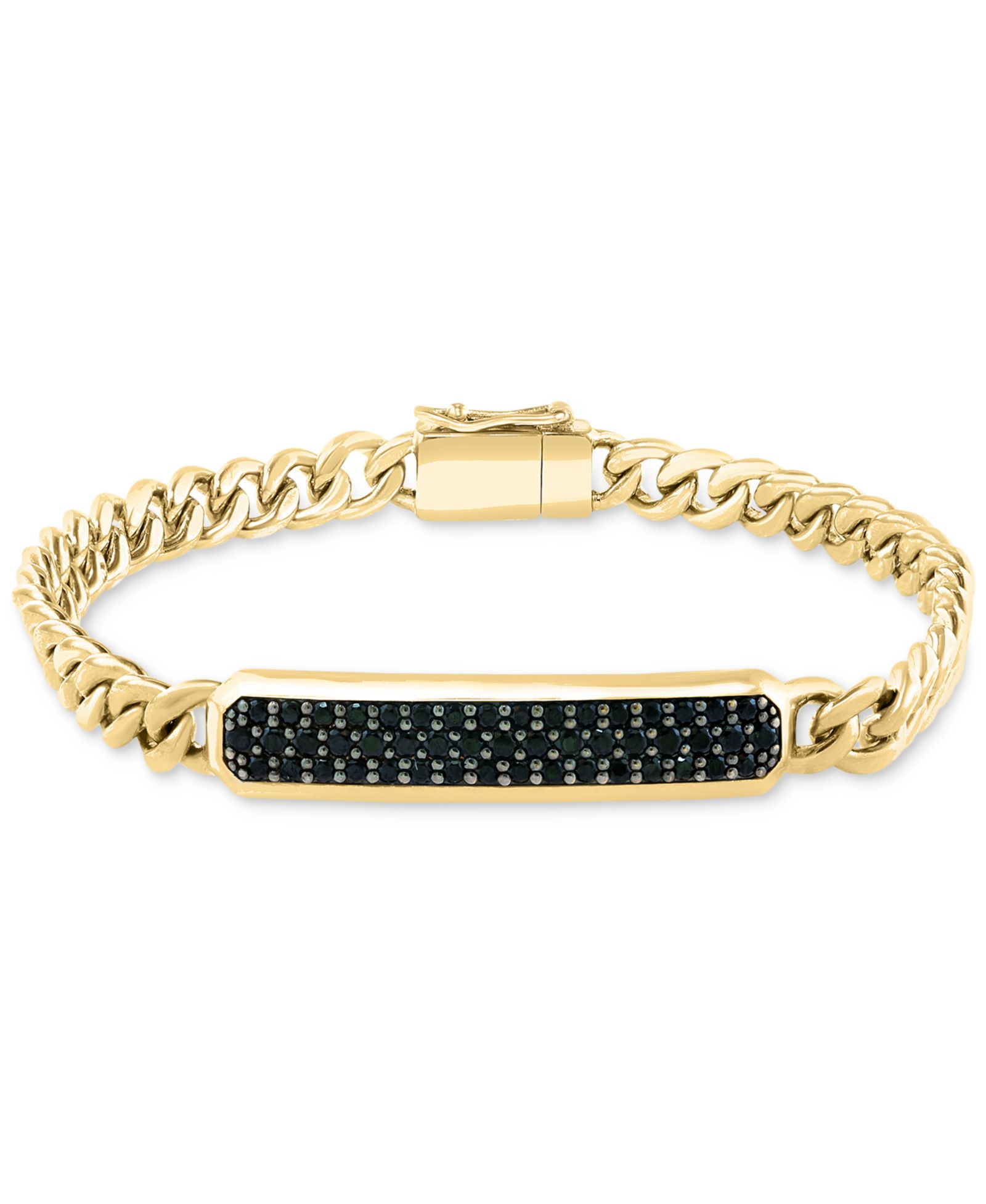 Мужской браслет EFFY® Black Spinel Panzer Chain 14k Gold-Plated Sterling Silver