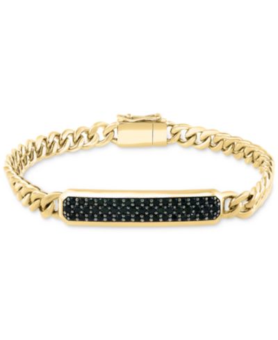 Мужской браслет EFFY® Black Spinel Panzer Chain 14k Gold-Plated Sterling Silver