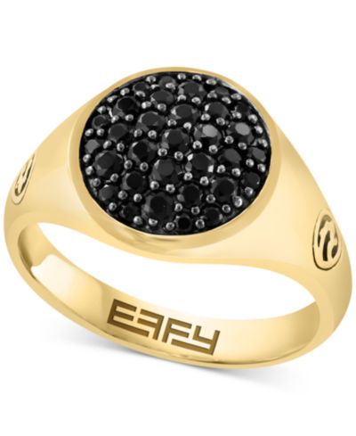 Мужское кольцо EFFY® Black Spinel Cluster (7/8 ct. t.w.) из позолоченного стерлингового серебра 14k Gold