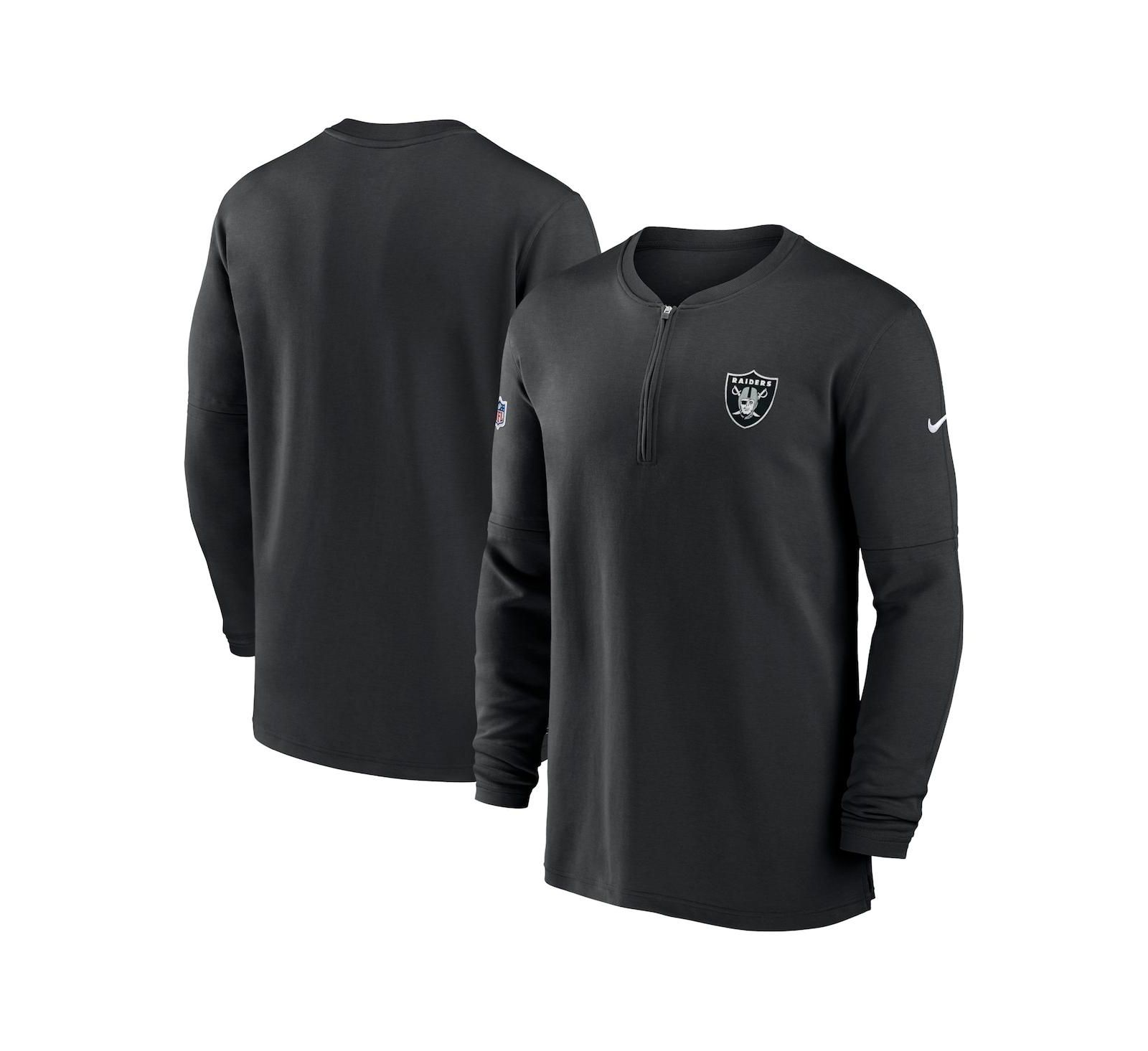 Мужская спортивная кофта Nike Las Vegas Raiders 2023 Sideline Performance с длинным рукавом и молнией на четверть, черная