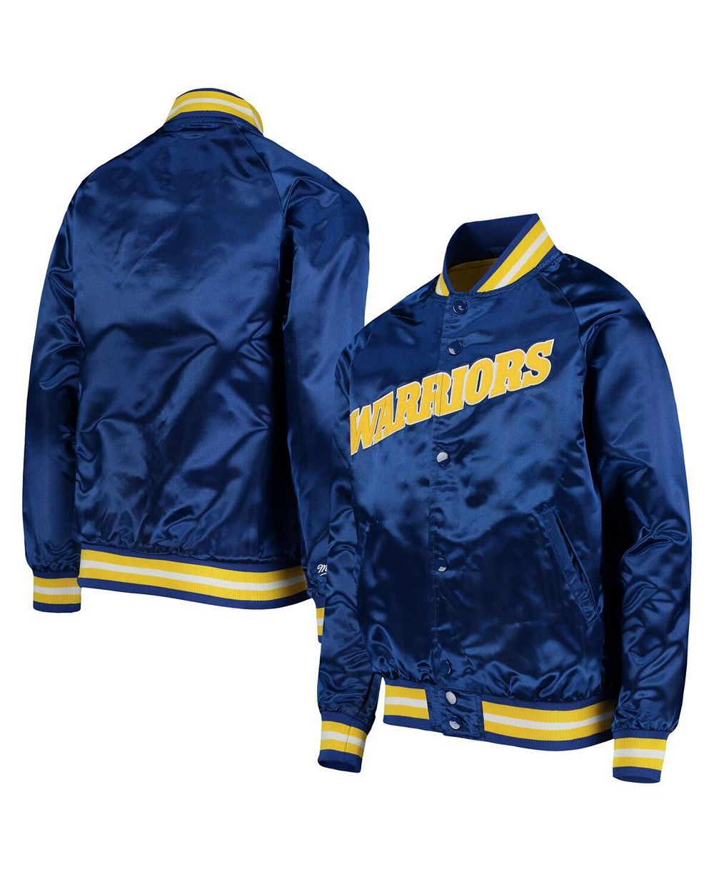 Mitchell & Ness детская куртка Mitchell & Ness Royal Golden State Warriors Hardwood Classics Satin Raglan Full-Snap