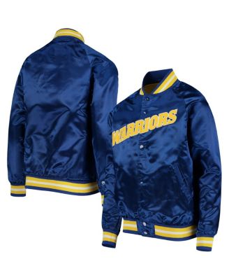 Mitchell & Ness детская куртка Mitchell & Ness Royal Golden State Warriors Hardwood Classics Satin Raglan Full-Snap